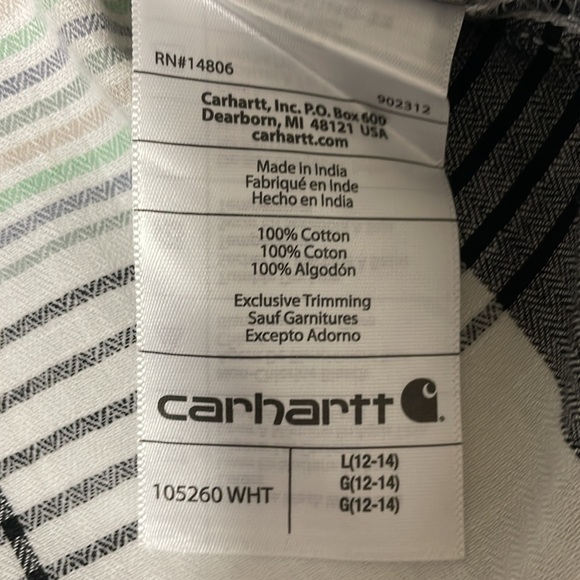 Carhartt Women’s Large Short Sleeve Loose Fit Woven Button Front Plaid NWT - Picture 5 of 5